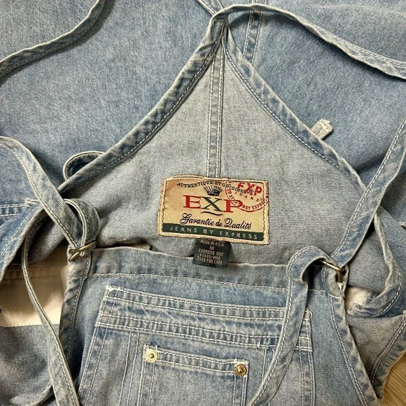 Express Vintage Light Blue Denim Overalls - Shorts - Picture 3 of 3